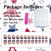 Mkwntg 4th of July Press on Nails Short Square Fake Nails Cute Blue Red French Tip False Nails Glossy White Star Design Independence Day Full Cover Glue on Nails with for Women Nail Decoration 24Pcs