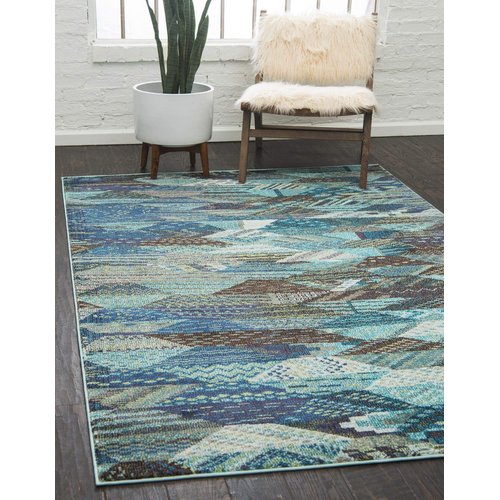 Unique Loom Sedona Collection Geometric, Southwestern, Over-Dyed, Abstract, Bright Colors Area Rug, 2 x 3 Feet, Blue/Navy Blue