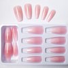Bellelfin 24Pcs Medium Coffin Press on Nails, Glossy Gradient Nude Pink Fake Nails Cute Short False Nail Glitter Design Acrylic Glue onNails for Women Girls Artificial Fingernails