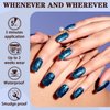 Press on Nails Medium Square,Glitter Shimmy Blue False Nail Tips Kits with Mini Nail File, Supremely Fit & Natural Fake Nail with Nail Glue in 12Sizes -24PCS Nail Kit