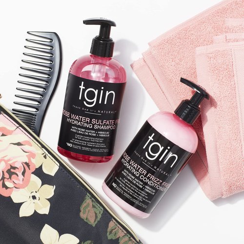 tgin Rose Water Frizz-Free Hydrating Conditioner, for Curly, Coily and Wavy Hair, with Rose Water and Acai Berry, Moisturizes Low Porosity Hair, 13 oz