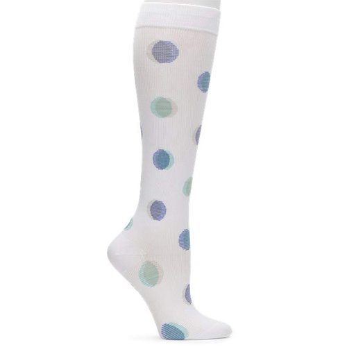 Nurse Mates Active 15-20 mmHg Compression Socks (White Dot Fusion, L)