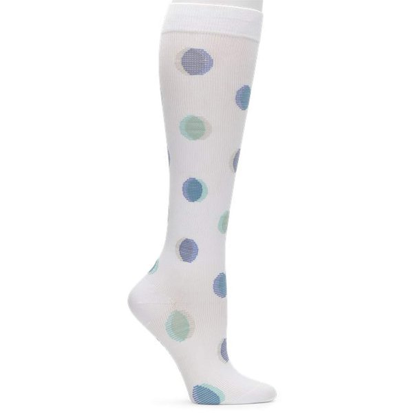 Nurse Mates Active 15-20 mmHg Compression Socks (White Dot Fusion, L)