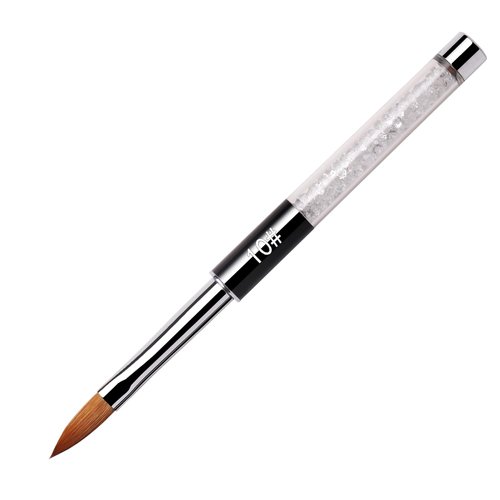 NMKL Oval Kolinsky Sable Hair Acrylic Nail Brush Clear Rhinestones Handle Nail Art Tool (Size 10)