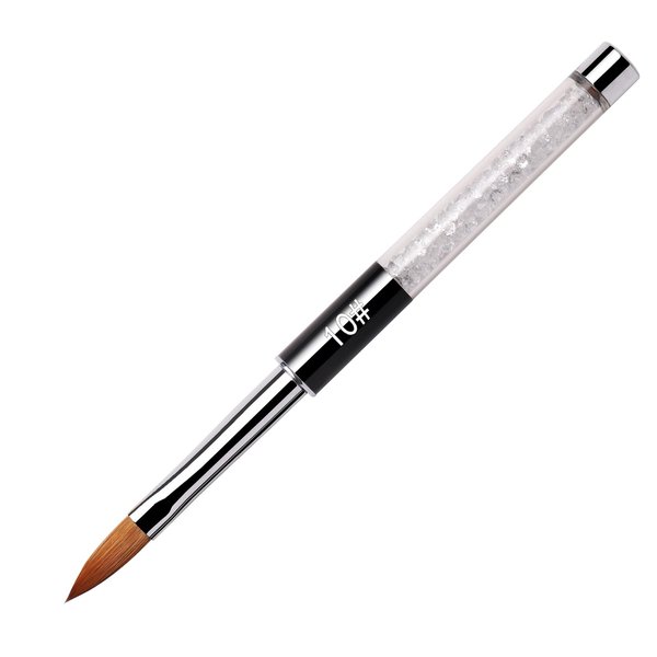 NMKL Oval Kolinsky Sable Hair Acrylic Nail Brush Clear Rhinestones Handle Nail Art Tool (Size 10)