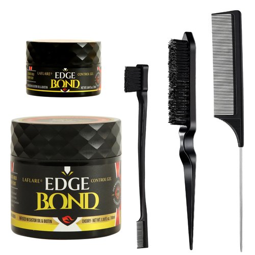 New Edge Control Wax for Women Strong Hold, Vegan, Safe for Kids and Sensitive skin, Styling Edge Control For Black Hair, Edge Gel Set (Cherry)