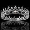 Full Crystal Queen King Wedding Queen Princess Prom Tiara Round Crown For Wedding Prom Bridal Party Costume (Silver)