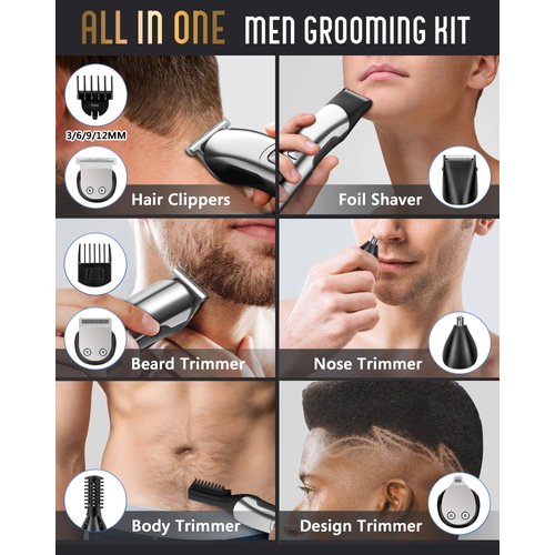 Ufree Beard Trimmer for Men, Waterproof Electric Razor for Nose, Body, Face and Mustache, Cordless Hair Clippers Shavers for Men Grooming Kit, Gifts for Men Husband Father