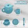 Silicone Tea Set, Silicone Tea Party Set, Pretend Play Tea Party Set for Girls, Food Grade Kids Kitchen Tea Set Accessories for Party (Blue)
