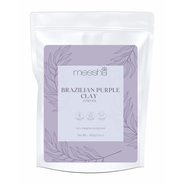 meesha Brazilian Purple Clay Powder Purple Kaolin Clay | 3.5 oz (100g) | Gently exfoliating, mild, oil-absorbing clay | DIY soaps, bath salts, bath bombs, face masks | 100% Natural