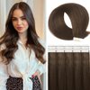 Tape in Hair Extensions Human Hair, 20pcs 18 Inch 50g Remy Tape in Hair Extensions, Chocolate Brown Silky Straight Natural Hair Extensions Tape in Human Hair