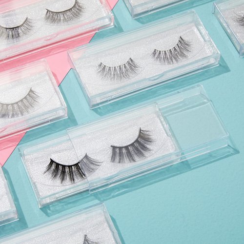 Stockroom Plus 30-Pack Transparent Empty Eyelash Boxes for False Eyelashes, Lash Cases Empty Bulk Wholesale with Glitter Paper Card for Makeup Artists, Women (4.4 x 2 Inches, 0.55" Width)
