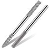 3XF Ultra Fine Cuticle Nail Drill Bit, 3/32" Medium Double Heads Nail Drill Bit, Safety Tungsten Carbide Cuticle Remover Nail File for Manicure Pedicure, Acrylic Gel Nail Bit for Home Salon
