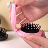 White Folding Hair Brush with Mirror, Round Portable Folding Pocket Hair Brush Mini Hair Massage Comb Travel Size for Men Women and Girls Hair Brushes