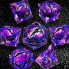 HAOMEJA Resin Dragon Eye DND Dice Set D&D 7 Pcs Resin Sharp Edge Role Playing Dice with Bag, Polyhedral Dungeons and Dragons Dice D20 D12 D10 D100 D8 D6 D4 (Purple & Eye Purple)