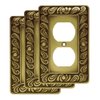 Franklin Brass Paisley Wall Plate, Tumbled Antique Brass Single Duplex Switch Cover, 3-Pack, W10110V-ABT-R
