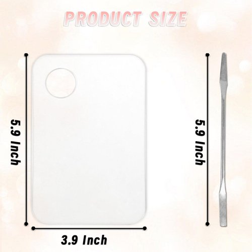 3 Pcs Acrylic Cosmetic Makeup Palette Makeup Palette Clear, Professional Makeup Palette with Scraper Tool, 3PCS Metal Spatula Makeup, Professional Cosmetic Mix, Makeup Artist Tools (Acrylic)