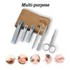 Nail Clipper Set, 6 Pcs Toenail Clippers, Stainless Steel Fingernail Clipper, and PU Leather Manicure Set, Gift Ideas (Beige)