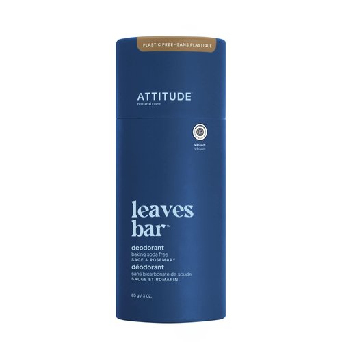 ATTITUDE Plastic-Free Deodorant, Aluminum Free, Baking-Soda Free, EWG Verified Body Care, Vegan and Cruelty-free, Sage and Rosemary, 3 Ounces