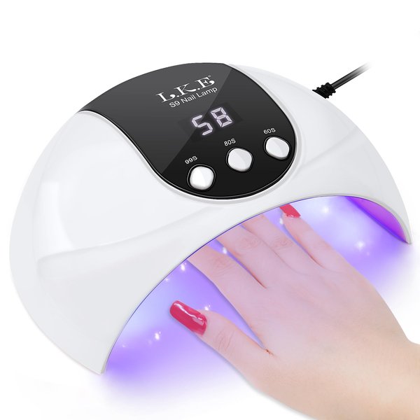 UV Light for Gel Nails, 54W UV LED Nail Lamp with 3 Timer Settings & Auto Sensor LCD Screen, Professional Nail Dryer for Gel Polish, Fast Curing Nail Lamp Gift for Women and Girls (Black and White)