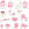 ONEST 32 Pieces Dollhouse Furniture Set Mini House Accessories with Bedroom Living Room Bathroom Kitchen Miniature 1:12 Furniture Accessories Model for Kids