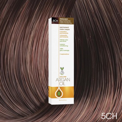One N' Only Demi Permanent Hair Color - Permanent Hair Dye Made with Argan Oil - Delivers Rich, Accurate Tones with Gray Coverage - Improves Moisture & Elasticity - 5CH Light Chocolate Brown (3 oz)