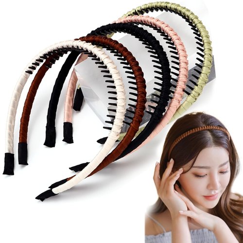 LONEEDY 5PCS Teeth Comb Headband Multi-color Non-slip Headbands for Women and Girls,Hold Hair Back Stays Flexible Hair band with Teeth for Washing Face Makeup (Mixed COLOR 01)