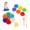bopoobo Wooden Peg Board Beads Game Rainbow Clip Bead Puzzle Montessori Sorting Toys Counting Matching Game Beads Early Education Board Game Fine Motor Skill Montessori Toys