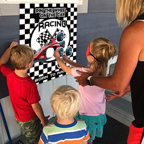 Racing Car Party Games, Pin The Wheel on The Cars Game for Monster Truck Wheels Car Speed Birthday Party Decorations Supplies