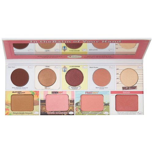 theBalm of Your Hand Greatest Hits Vol. 2 Face Palette, Long Lasting. 4 Blendable Eyeshadows, 3 Blush Colors, Matte Bronzer, Champagne-Hued Highlighter
