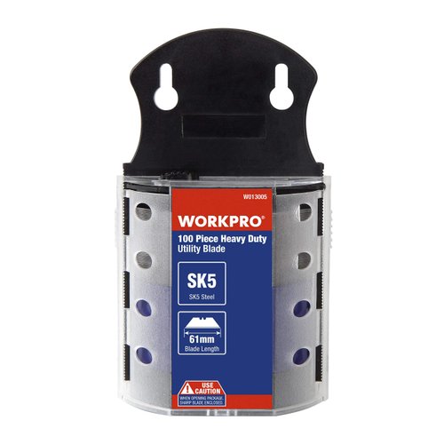 WORKPRO Utility Knife Blades, SK5 Steel, 100-Pack with Dispenser