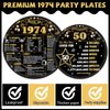 96Pcs 50th Birthday Plates and Napkins Back in 1974 Party Decorations Black Gold 50 Year Old Party Dessert Plates 1974 Birthday Tableware for 24 Guests 50th Theme Men Woman Birthday Party Supplies