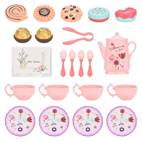 Flormoon Little Girl Tea Set, 22PCS Kids Play Tea Set, Pretend Kitchen Toy, Learning Pretend Play Toy for Children Tea Party and Fun
