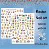 Easter Nail Art Stickers Decals, 3D Self-Adhesive Cartoon Bunny Egg Chicken Nail Decals for Women Girls Easter Day DIY Nail Decoration 6 Sheets