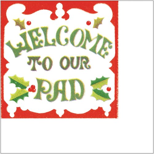 Creative Converting Elise 24 Count 3 Ply Archives 1972 Our Pad Beverage Napkins, Red/Green