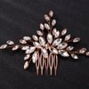 Teyglen Women Dainty Simple Full Rhinestones Rose Gold Bride Wedding Hair Comb Luxurious Hair Accessories Shiny Rhinestones Bridal Side Hair Combs for Women Bride Girls (Rose Gold)