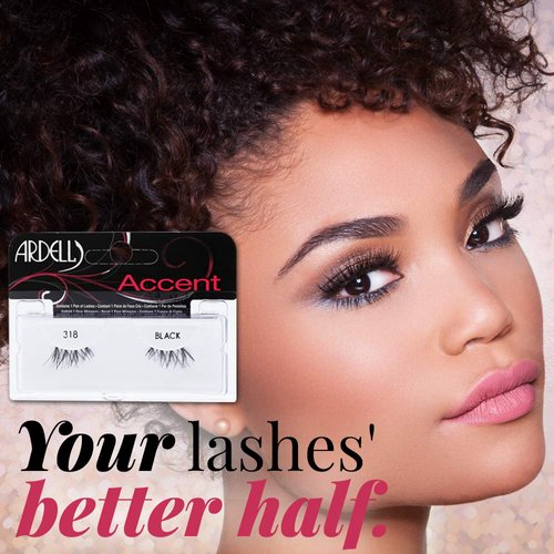 Ardell Accent Half Lashes 318 - Natural Cat Eye Lashes, Short Wispy False Eyelashes for Everyday Wear, Lightweight & Reusable, 4 Pack