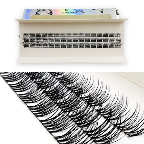 CB 2-Trays Of Clusters Lash Ribbons D-Curl Eyelash Clusters Thin Band Wispy Lashes Extremely Comfortable Lash, Natural Look Reusable DIY Extensions, 10-12-14mm Mix Trays, Style-B