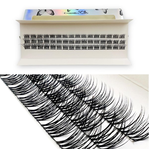 CB 2-Trays Of Clusters Lash Ribbons D-Curl Eyelash Clusters Thin Band Wispy Lashes Extremely Comfortable Lash, Natural Look Reusable DIY Extensions, 10-12-14mm Mix Trays, Style-B