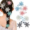 8 PCS Princess Snowflake Hair Clips Blue White Pink Christmas Hair Accessories for Girls Xmas Bow Holiday Claw Clips Silvery Glitter Snowflake Hairpins for Women Christmas Party Gifts Decorations