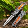 VALHALLA PASTOR Pocket Knife, 3.7'' Folding Knife with 3D Retro Embossed Pattern, Pocket Knife For Men, Liner Lock, Cool EDC Knives, Gift for men