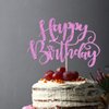 Naicaek Handmade Glitter Happy Birthday Cake Topper,Birthday Party Cake Decorations, Anniversary/Birthday Party Decoration Supplies (Purple)