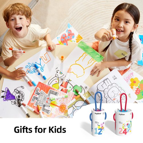 MiDeer Twistable Crayons for Toddlers, 12 Colors Washable Jumbo Crayons, Ultra-Silky Crayons with Colorful Crayon Bucket for Toddler 1-3, Easy to Hold Safe Art Supplies for Kids