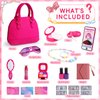Little Girls Purse with Accessories, Toddler Toy Purse with Pretend Makeup, Play Purse Set for Little Girls Includes Handbag, Phone, Wallet, Keys, Birthday for Girls Age 3-5 4-6 6-8