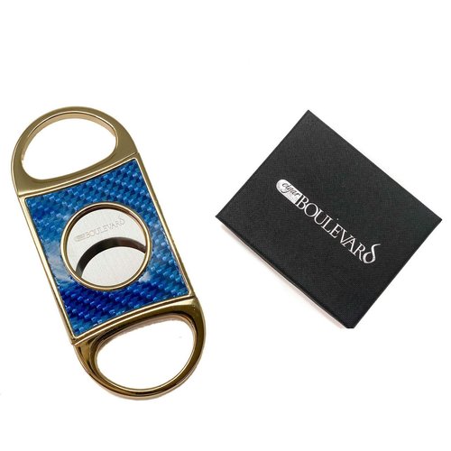 Cigar Boulevard Perfect Cigar Cutter Star Gold-Blue Carbon Fiber Body