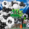 Soccer Balloon Garland Arch Kit, 22 18 12 10 5 Inch Black White Football Print Balloons Arch Kit with 4D Football Foil Balloons Football Helium Balloon for Birthday Soccer Football Club Party