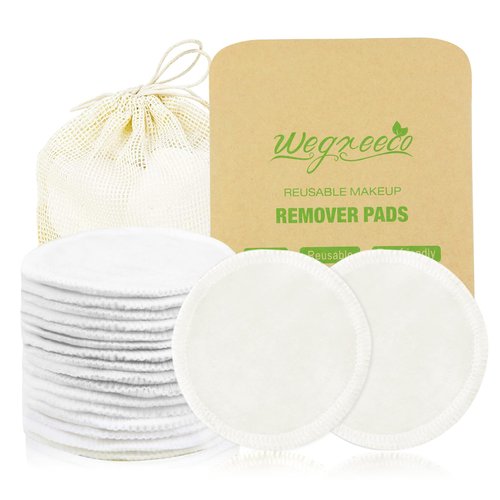 wegreeco Cotton Rounds Reusable - Reusable Bamboo Makeup Remover Pads - Bamboo Cotton Cloth for Removing Makeup - Reusable Facial Pads Cotton Rounds (Cotton Velour, White)