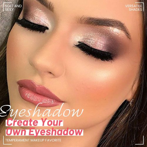 Eyeshadow Quad Makeup Palette, Champagne Rose Pink Dark Brown Bronze Gold Eyeshadow, Velvety Pigmented Blendable Matte & Shimmer Finishes, Long Lasting Waterproof，Featuring A Built-In Mirror