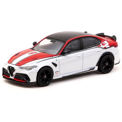 Tarmac Works Giulia GTA White and Red with Black Top Global64 Series 1/64 Diecast Model T64G-TL031-RW