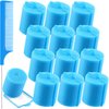12 Pieces Foam Sponge Hair Rollers, 1.89 inch/ 4.8 cm Soft Sleeping Hair Curler Flexible Hair Styling Sponge Curler and Stainless Steel Rat Tail Comb Pintail Comb for Hair Styling (Blue)